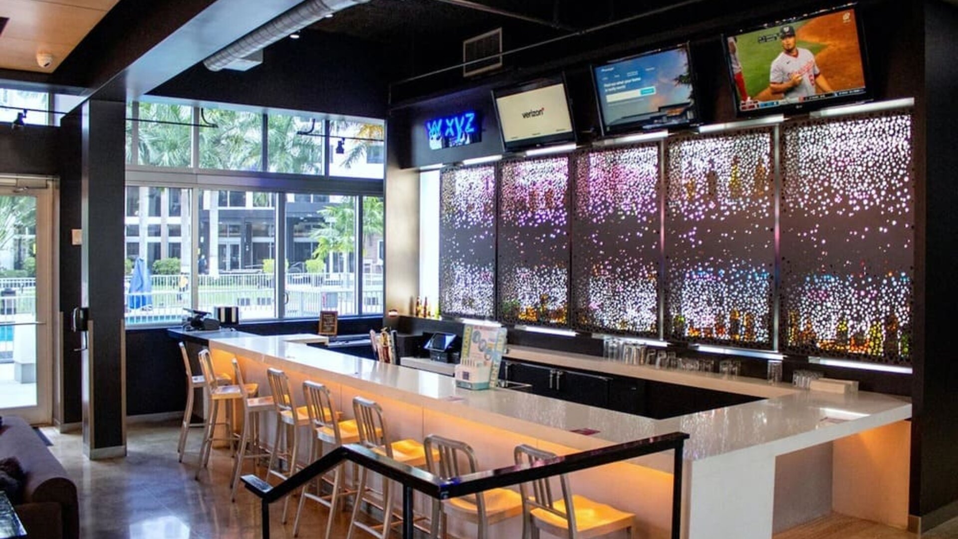 Hotel bar at Aloft Miami Doral.
