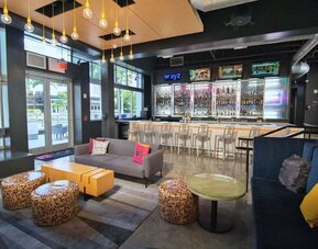 Coworking space and lounge at Aloft Miami Doral.
