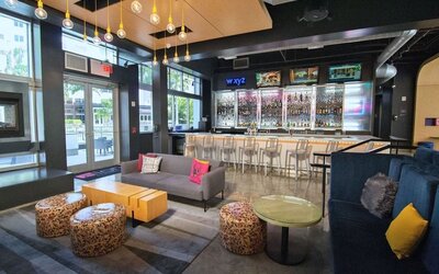 Coworking space and lounge at Aloft Miami Doral.
