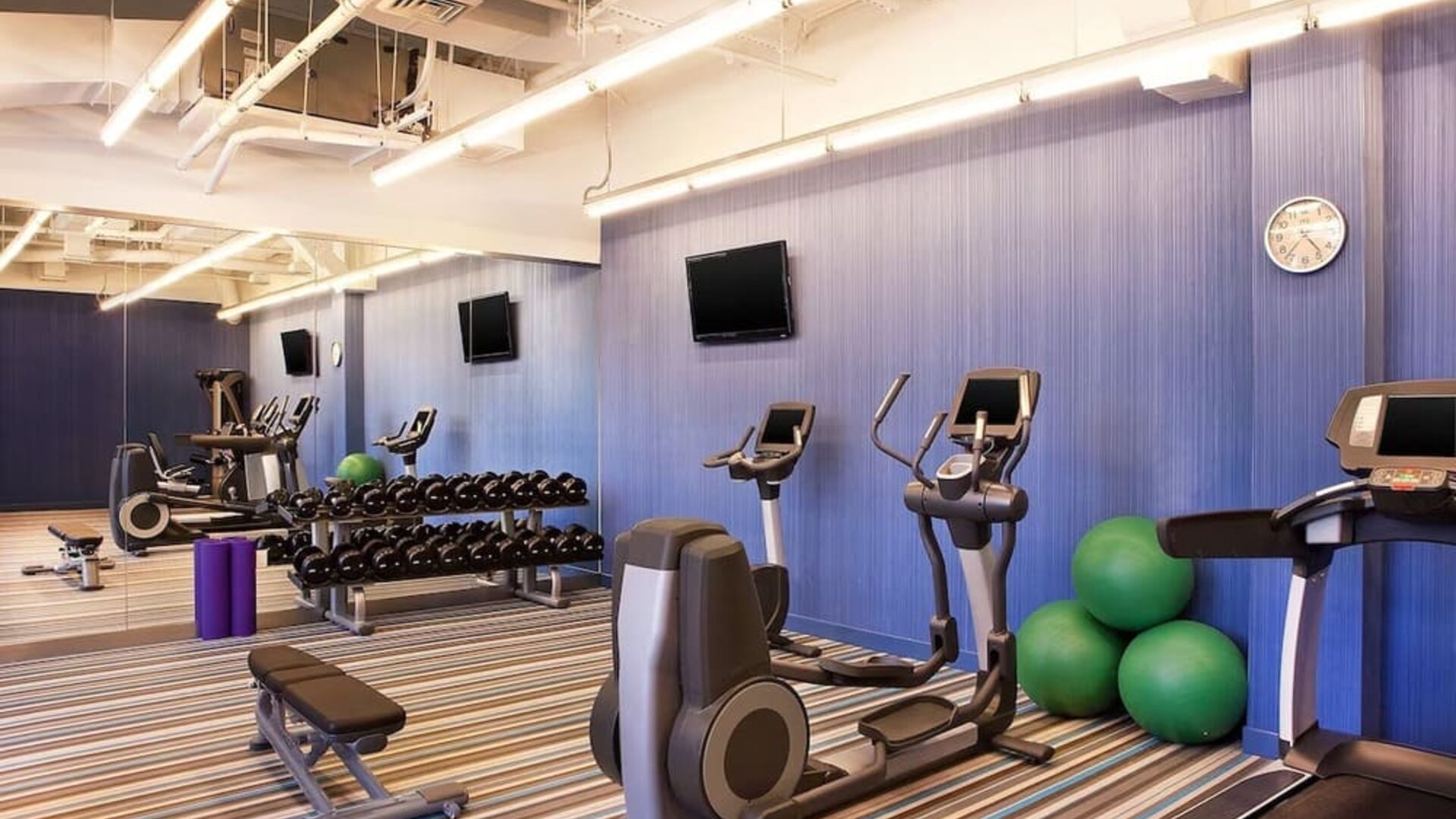 Fitness center at Aloft Miami Doral.
