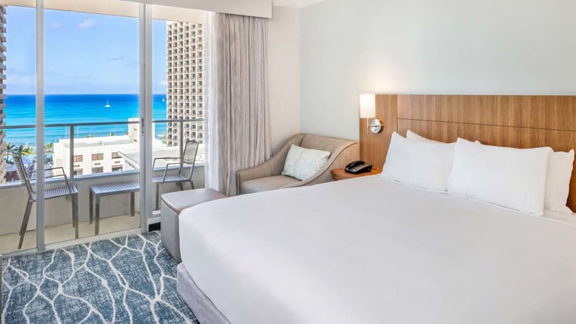 Day use room with natural light and balcony at Hyatt Place Waikiki Beach.