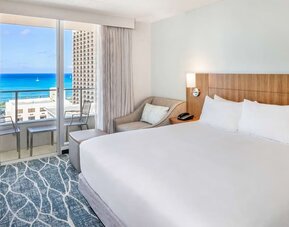 Day use room with natural light and balcony at Hyatt Place Waikiki Beach.