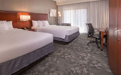 Comfortable day use room with two queen beds at Courtyard Dulles Airport Chantilly.