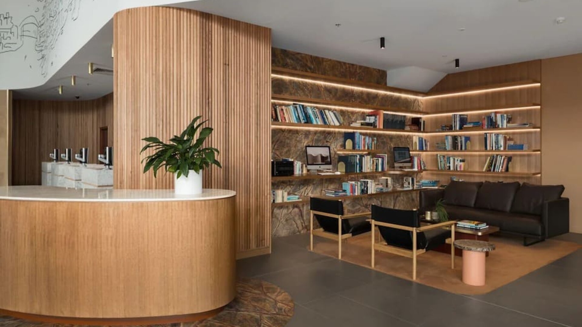 Hotel library at Rydges Sydney Airport Hotel.