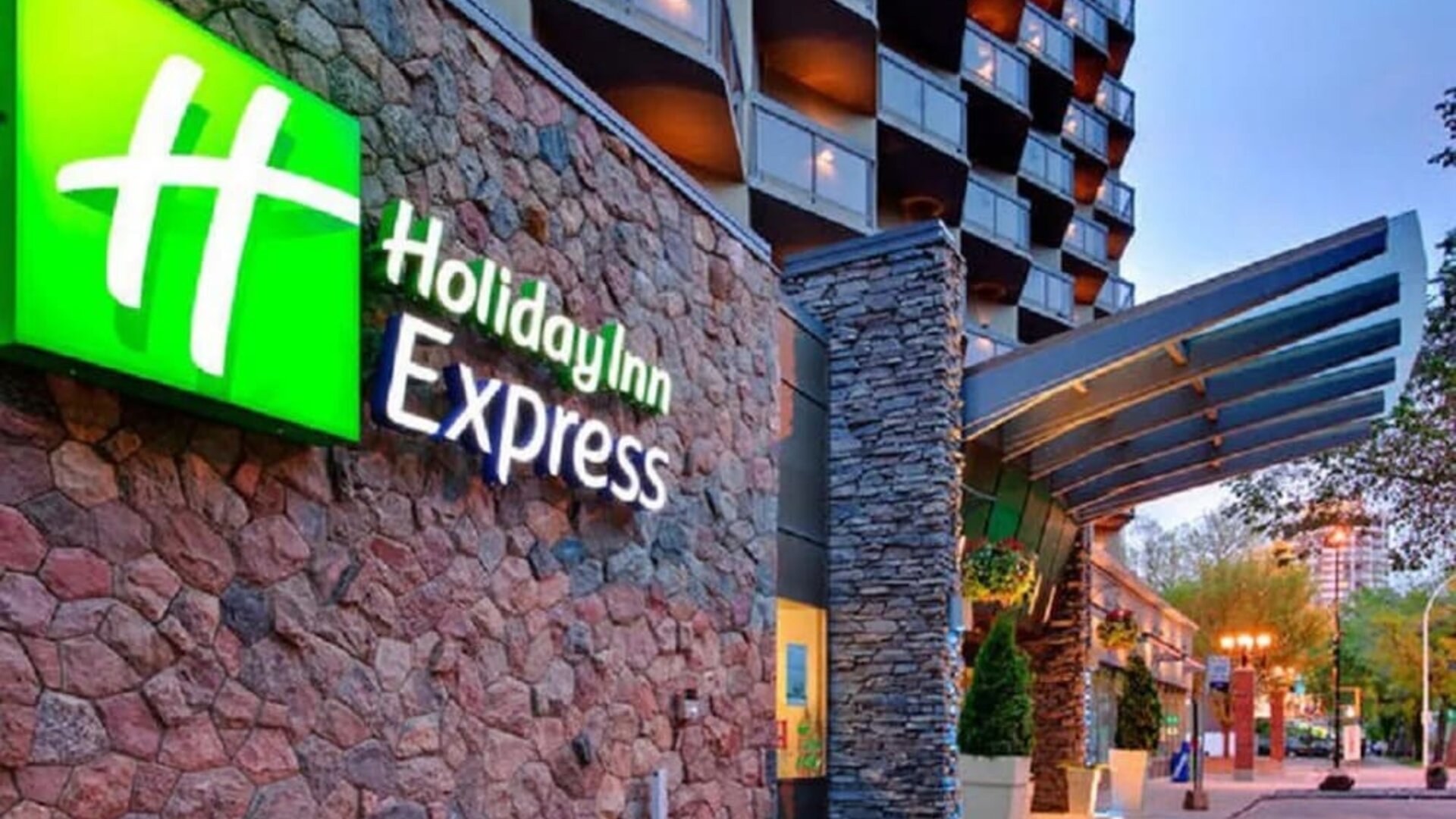 Hotel extrior at Holiday Inn Express Edmonton Downtown.