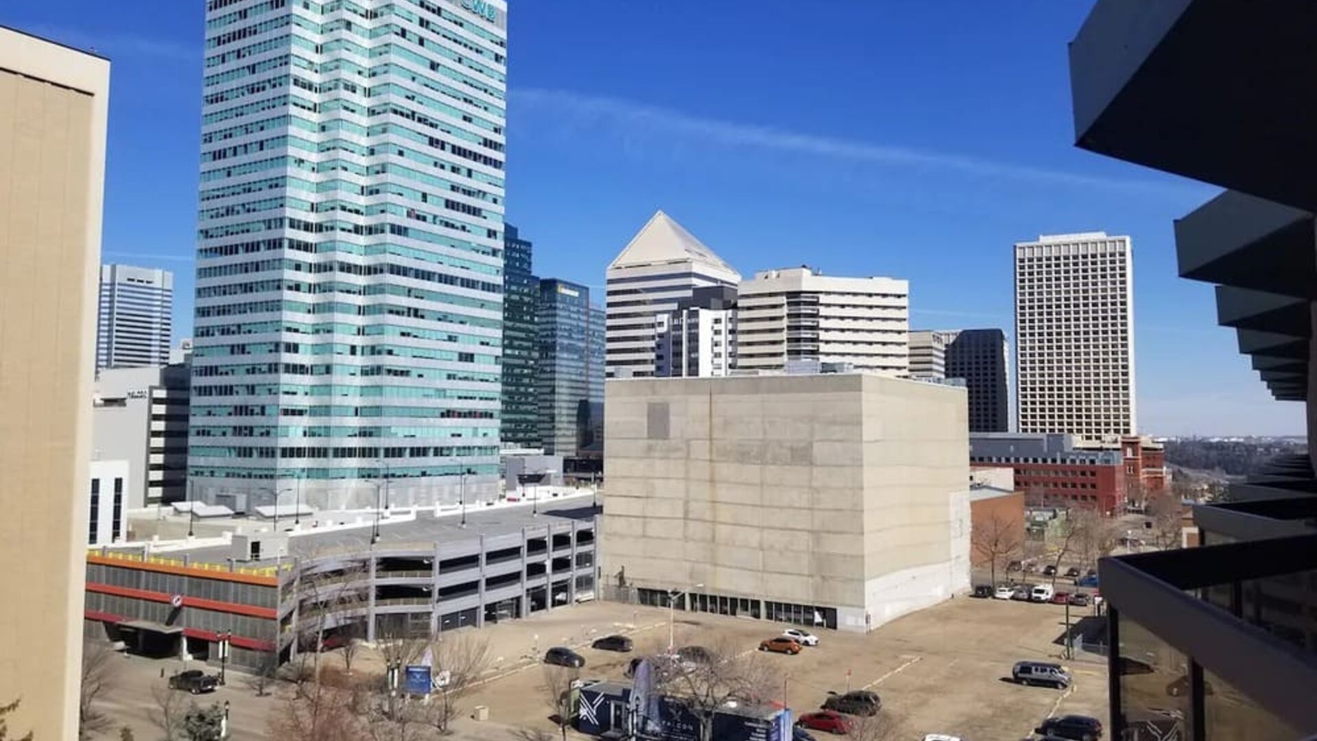 City view at Holiday Inn Express Edmonton Downtown.