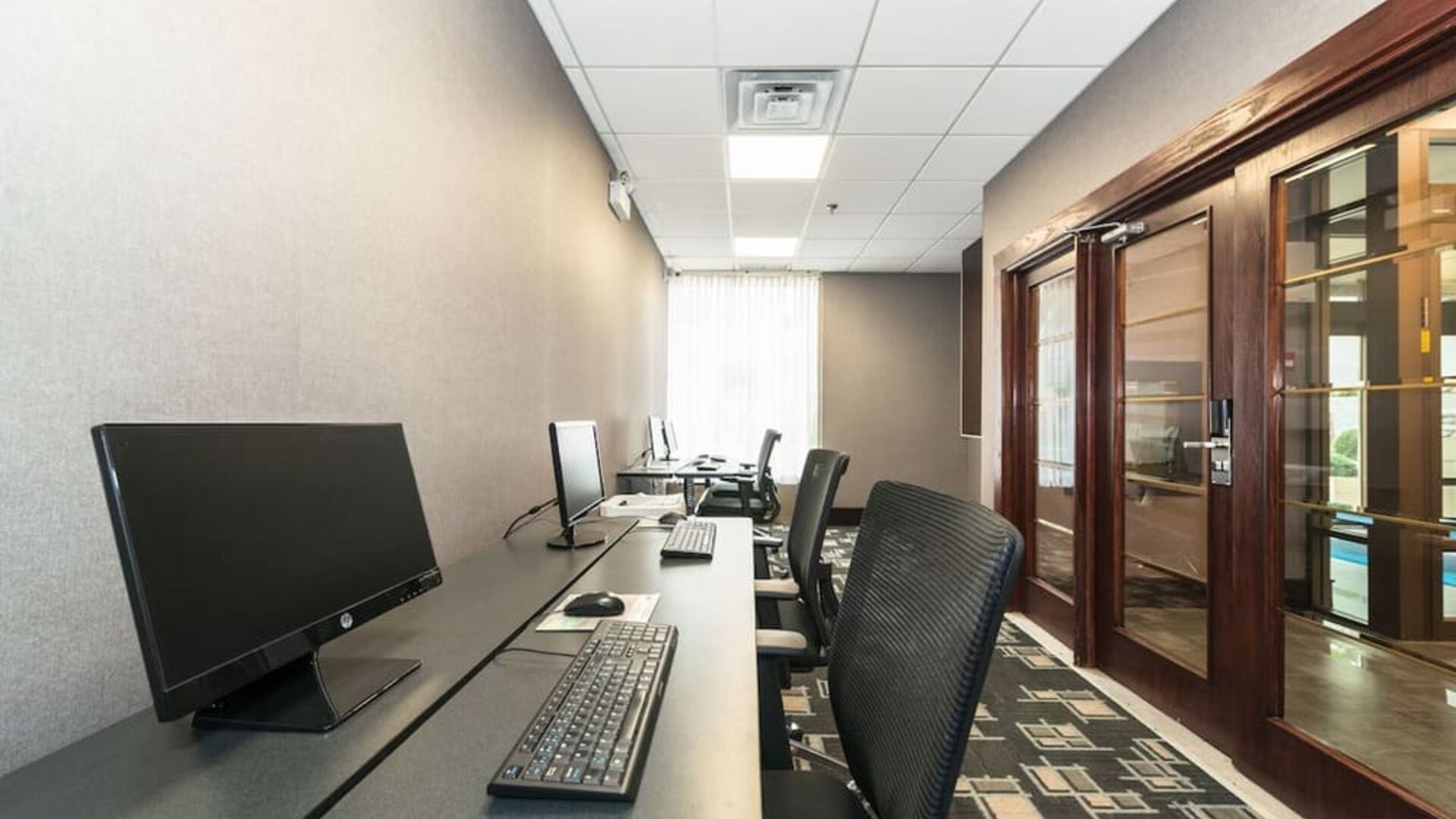 Business center at Holiday Inn Express Edmonton Downtown.