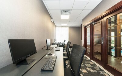 Business center at Holiday Inn Express Edmonton Downtown.