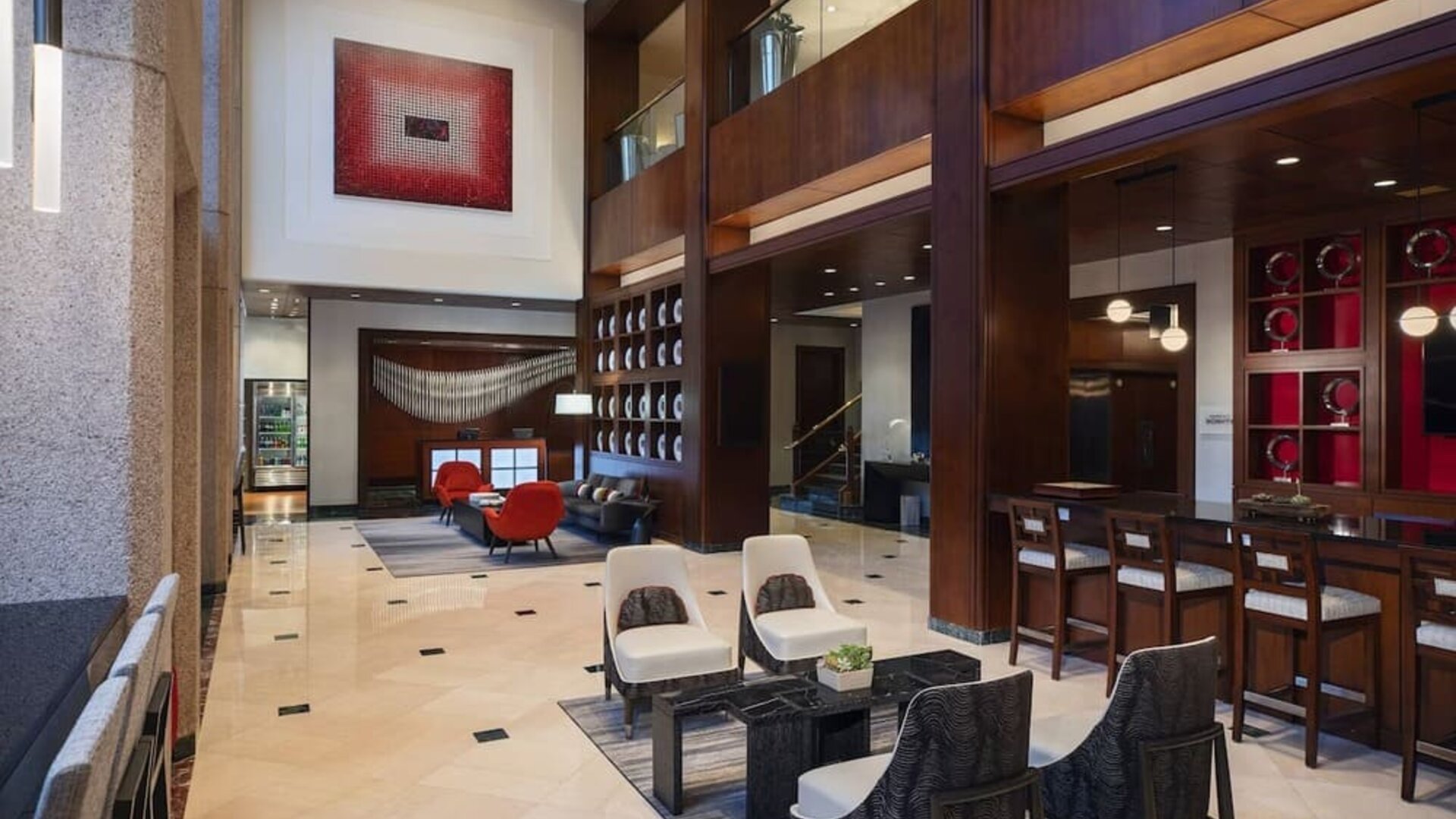 Lobby entrance at Washington Dulles Marriott Suites.