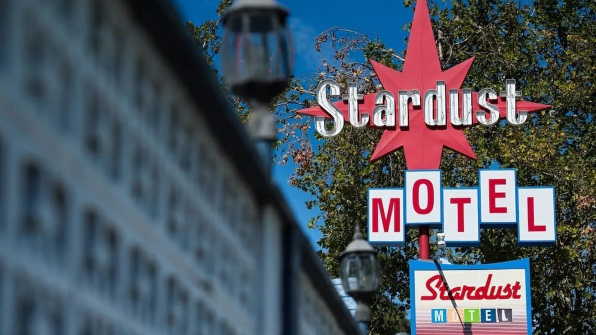 Hotel exterior and entrance at Stardust Motel Redding.