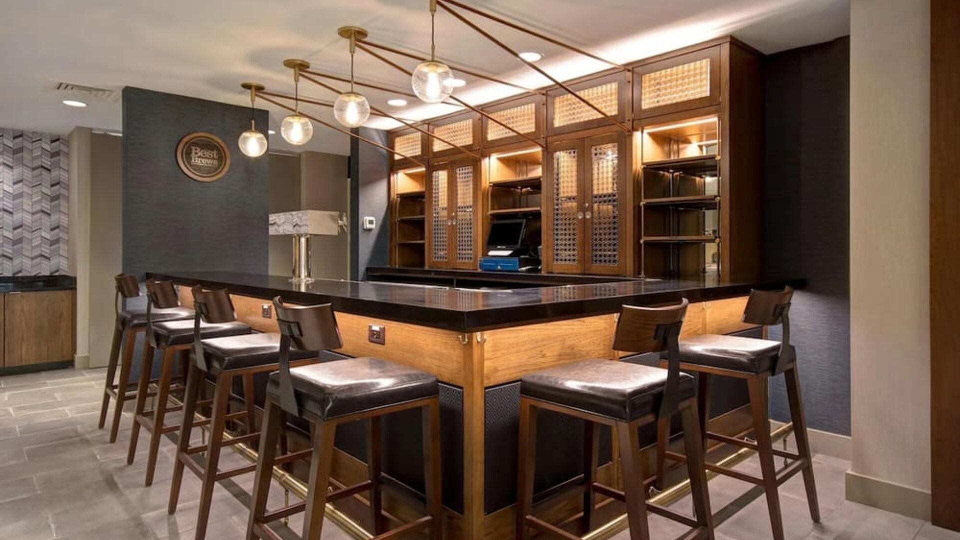 Hotel bar at Four Points By Sheraton Boston-Newton.