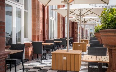 Outdoor seating at DoubleTree By Hilton Brighton Metropole.