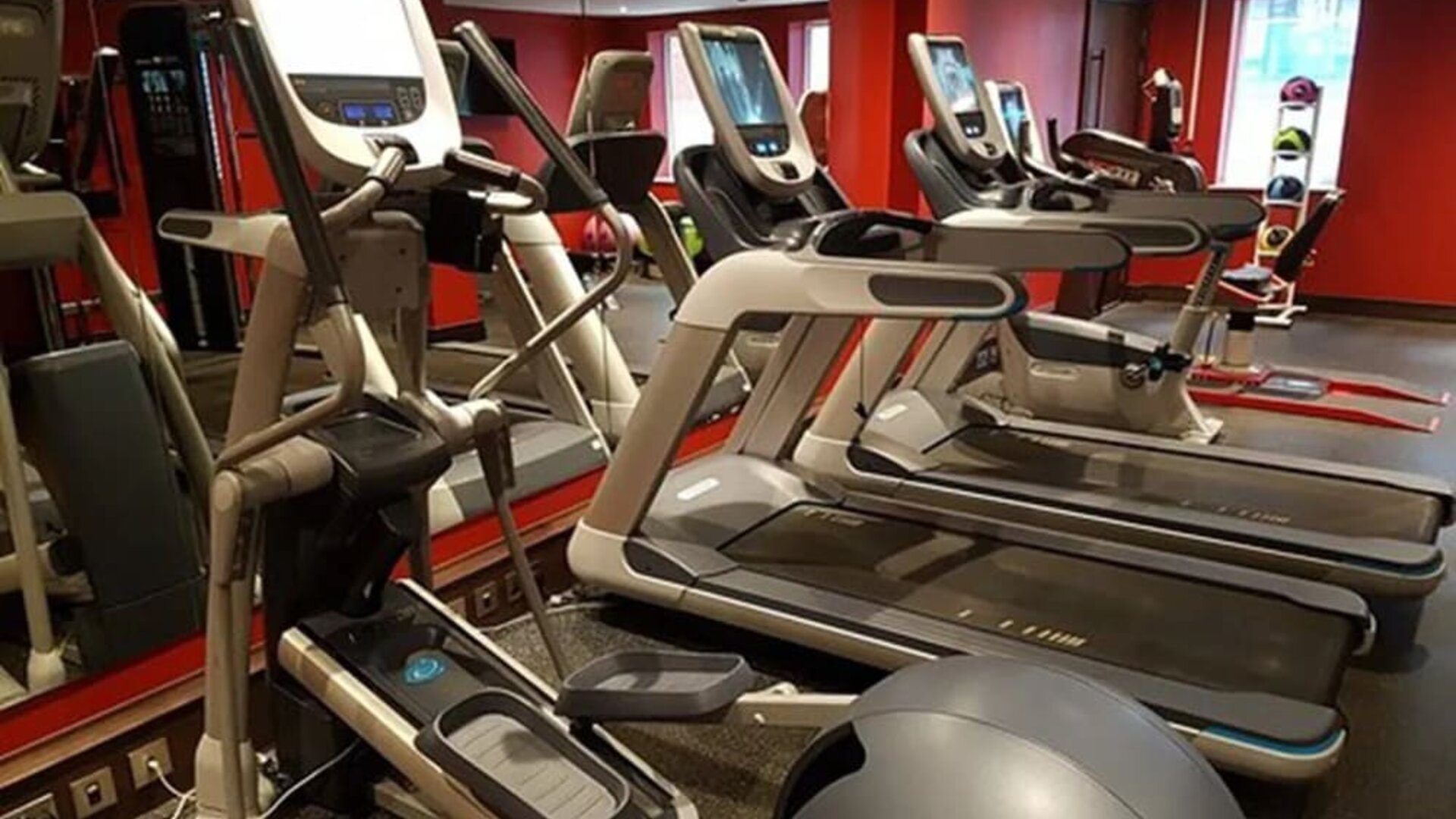 Fitness center at DoubleTree By Hilton Woking.