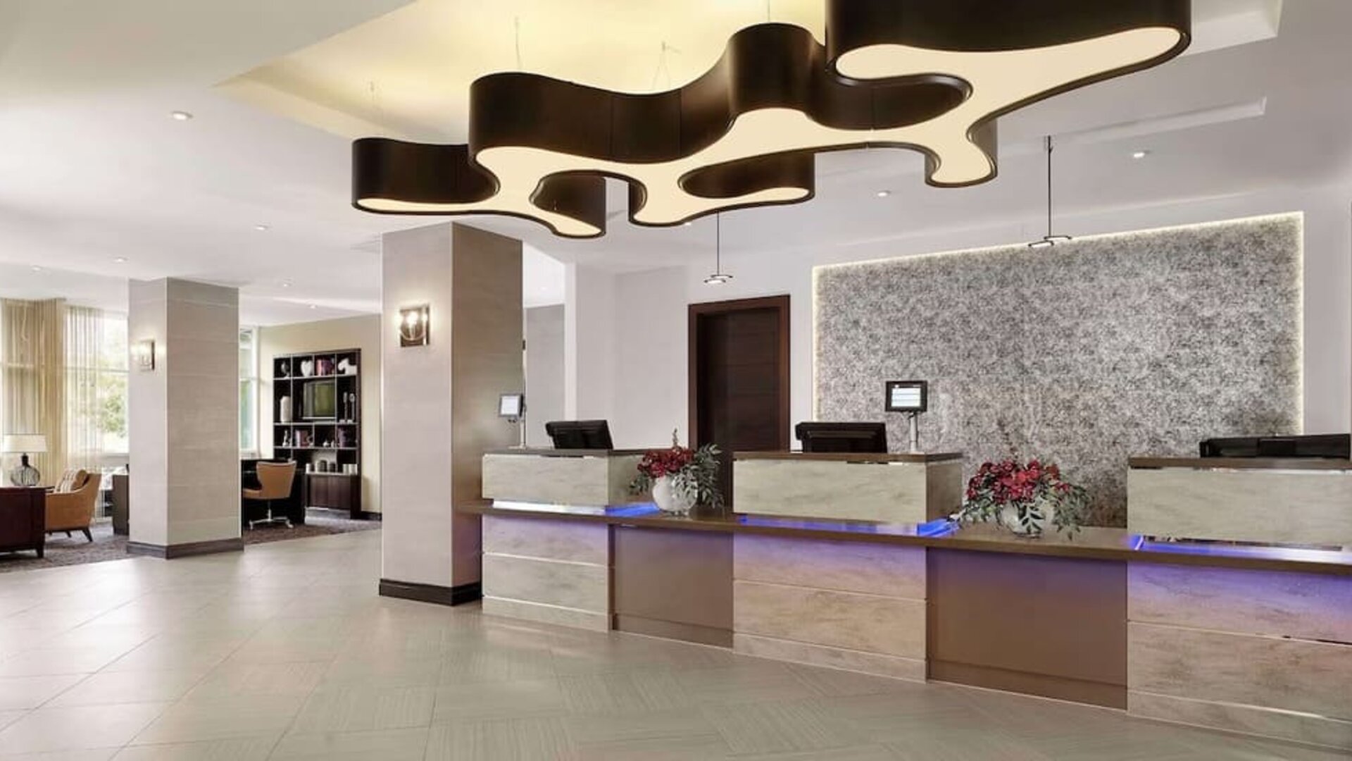 Hotel lobby and reception at DoubleTree By Hilton Woking.