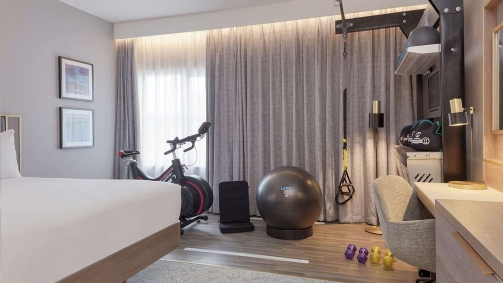 Day room with fitness corner at DoubleTree By Hilton London Angel Kings Cross.