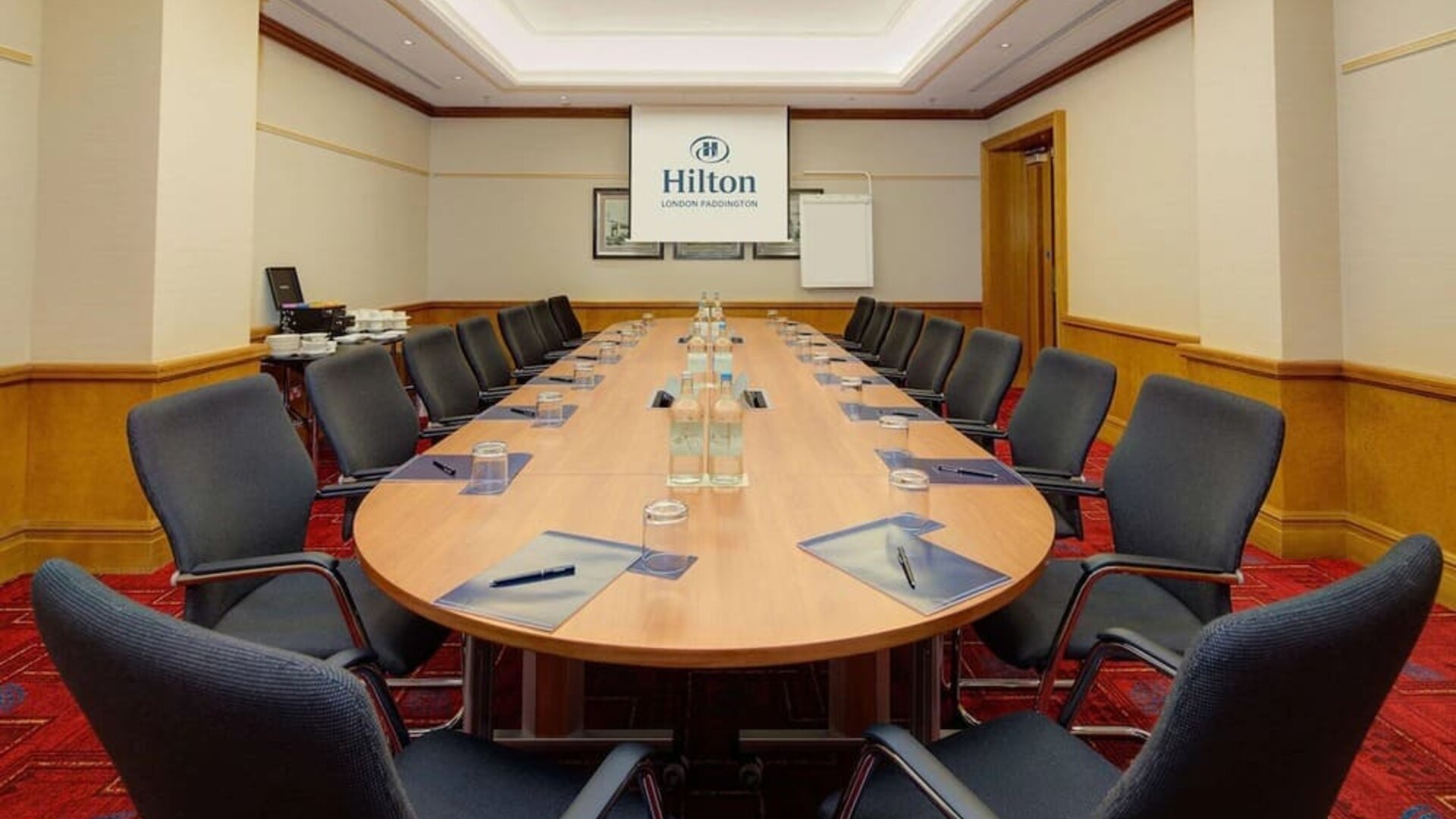 Professional meeting room at Hilton London Paddington.
