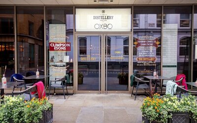 Patio at Hilton London Bankside. 