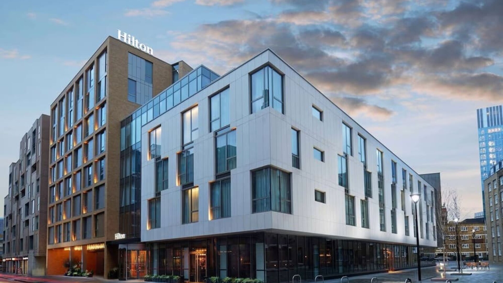 Hotel exterior at Hilton London Bankside. 