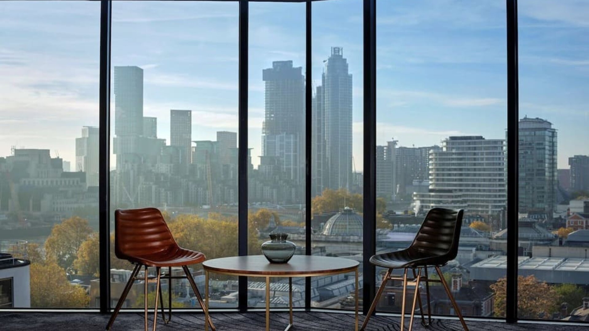 Lobby seating overlooking the city at The Westminster London, Curio Collection By Hilton.