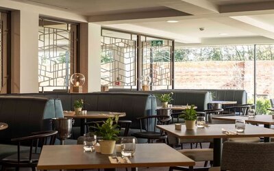 Dining area perfect for coworking at DoubleTree By Hilton Hotel & Spa Chester.  
