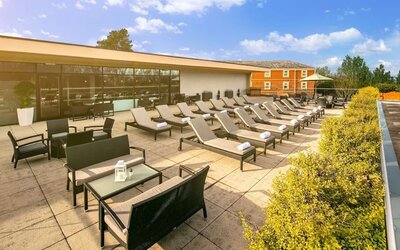 Outdoor sun deck at DoubleTree By Hilton Hotel & Spa Chester.