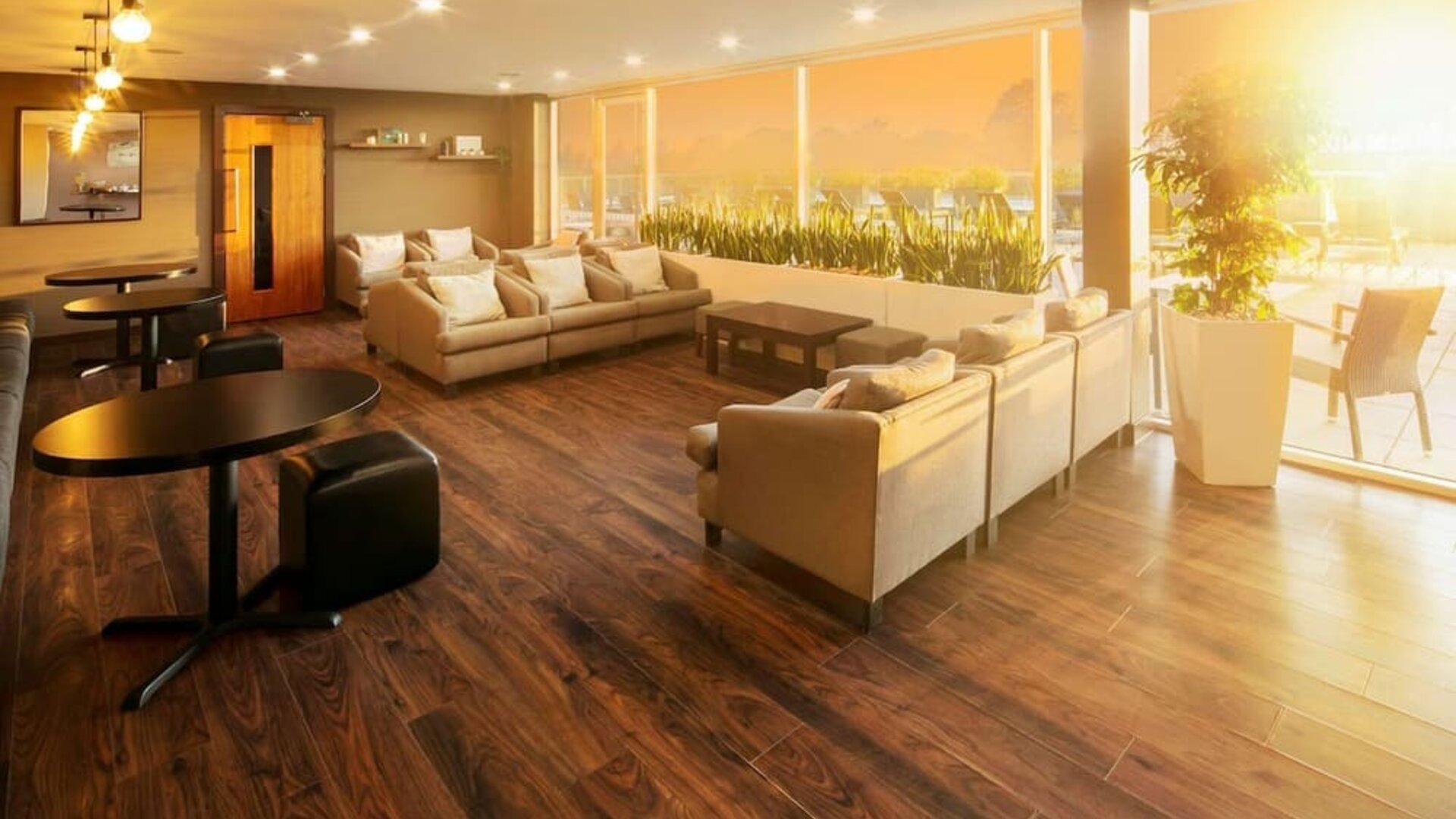 Lounge area beside sun deck at DoubleTree By Hilton Hotel & Spa Chester.