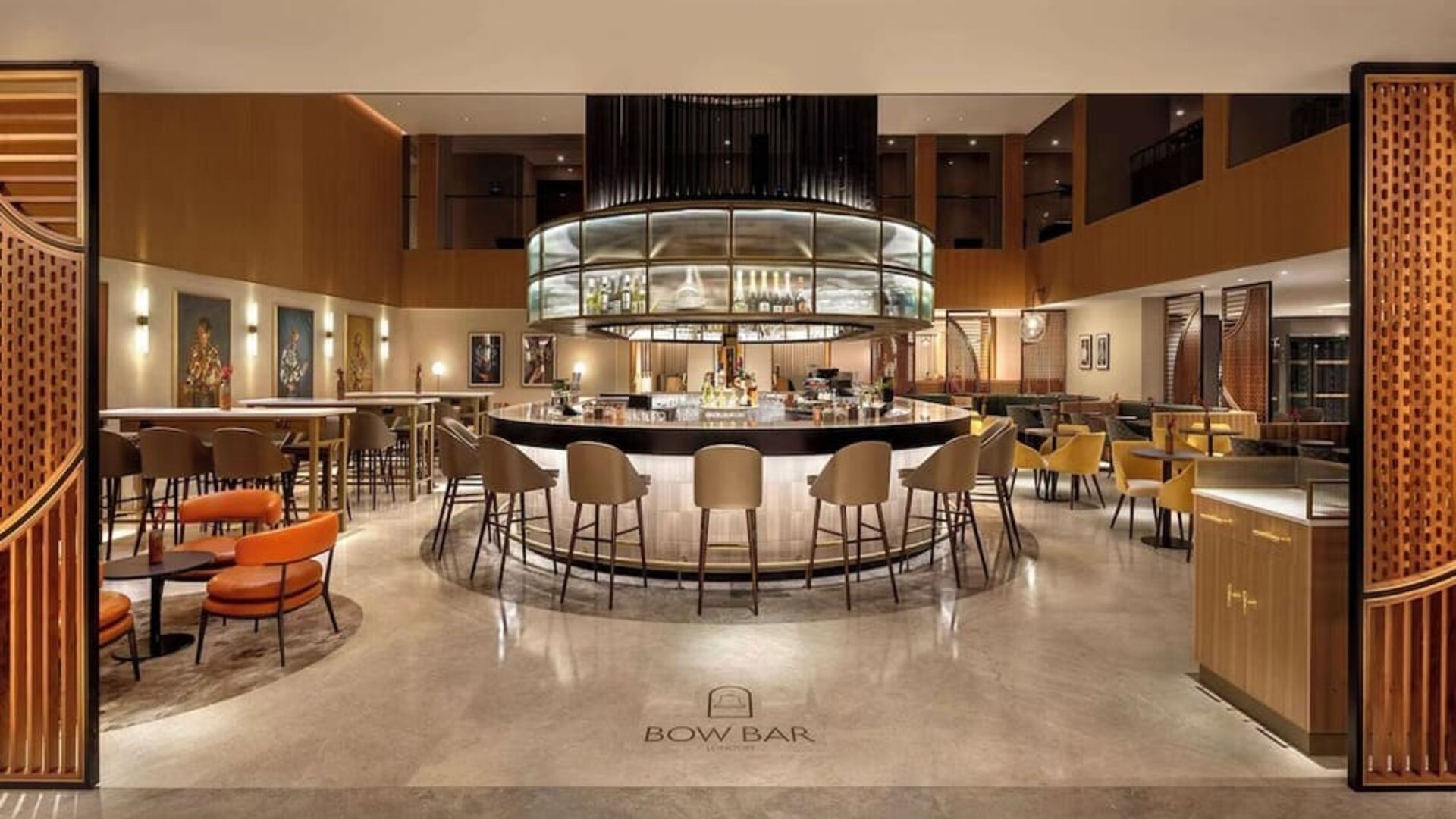 Modern cocktail bar at Hilton London Metropole.