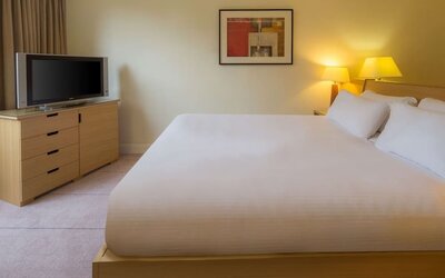 Romantic king room at Hilton Leicester.