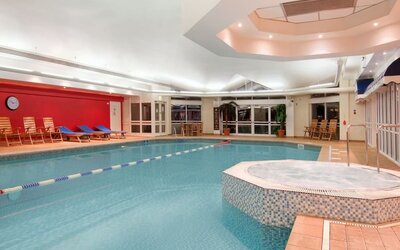 Large indoor pool at Hilton Leicester.