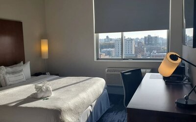 Romantic king room at Fairfield Inn & Suites New York Brooklyn.