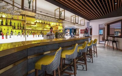 Hotel bar at Lincoln Plaza London, Curio Collection By Hilton. 