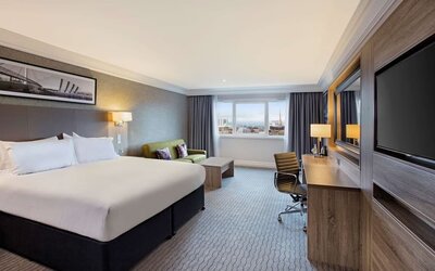 Spacious day use room with work desk at Doubletree by Hilton Glasgow Central.