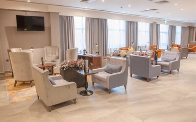 Lobby and coworking lounge at DoubleTree by Hilton Swindon.