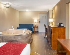 Hotel room with jacuzzi at Comfort Suites Oakbrook Terrace.
