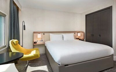 Day use room with natural light at Hilton London Heathrow Airport.