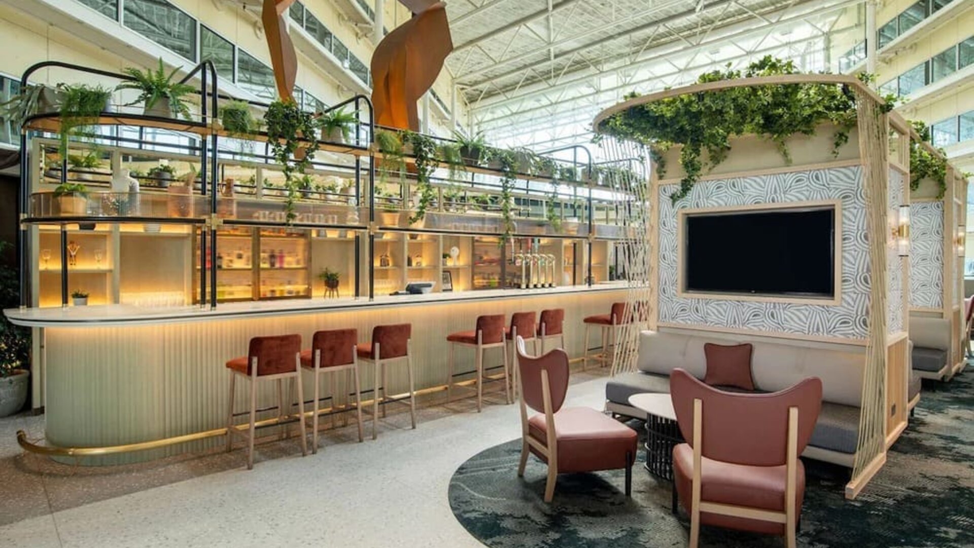 Hotel bar at Hilton London Heathrow Airport.