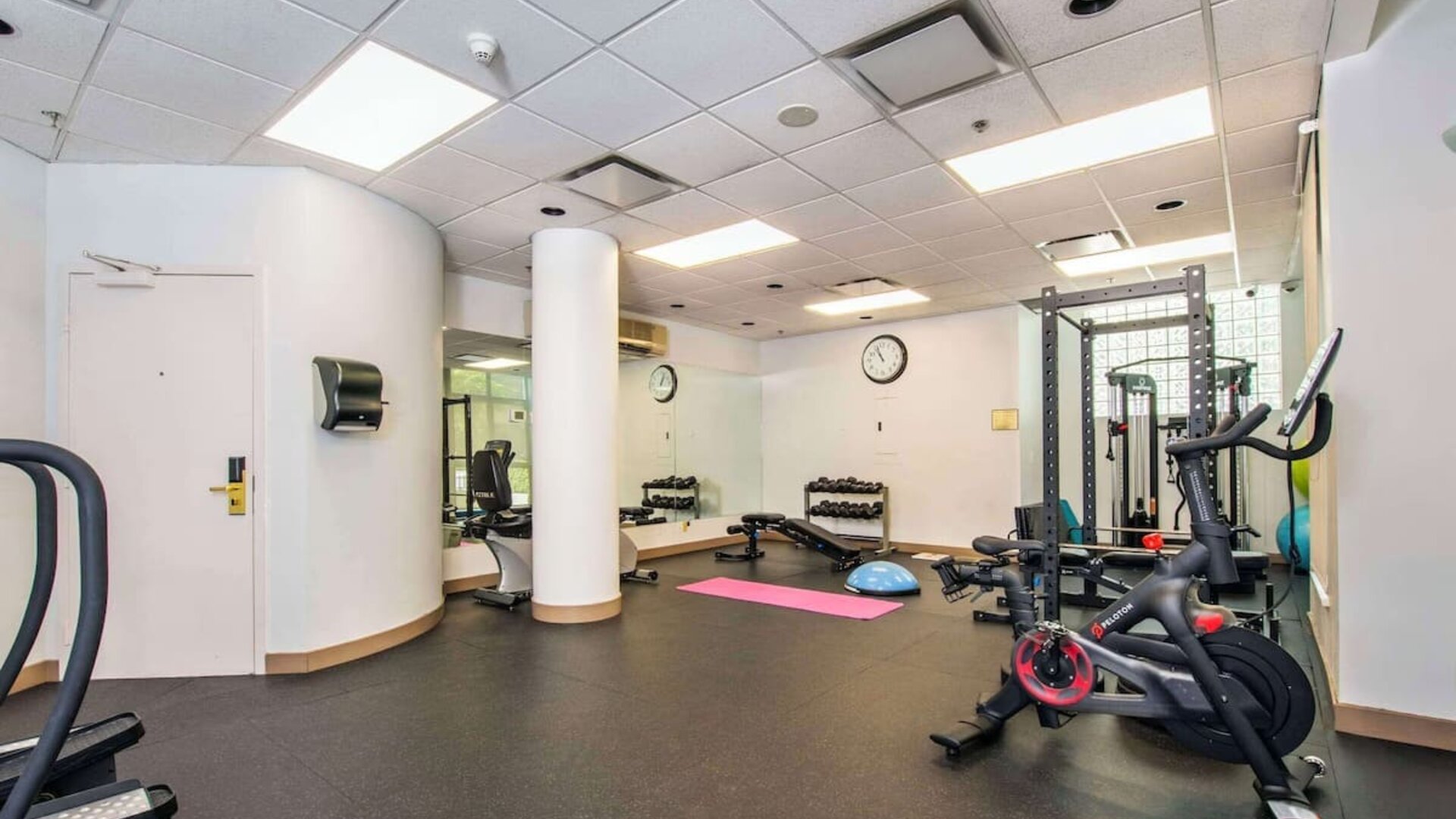 Fitness center at Grand Park Hotel & Suites Downtown Vancouver.