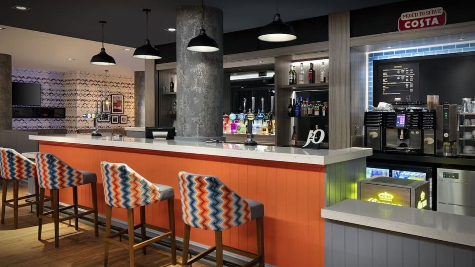 Hotel bar at Leonardo Hotel Exeter.