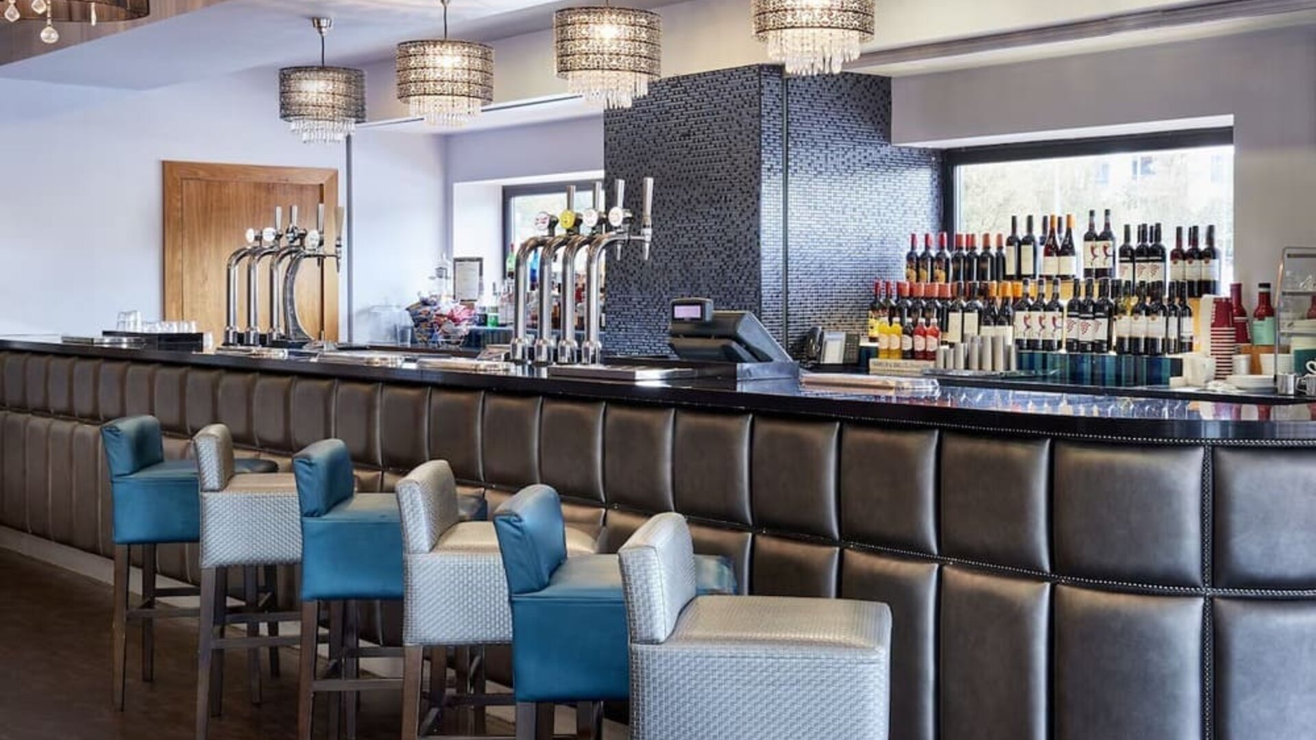 Hotel bar at Leonardo Hotel Newcastle Quayside.