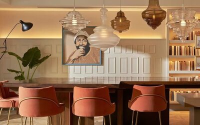 Hotel library and coworking space at Viceroy Washington DC.