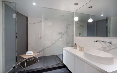 Guest bathroom at Hotel Zena Washington DC.