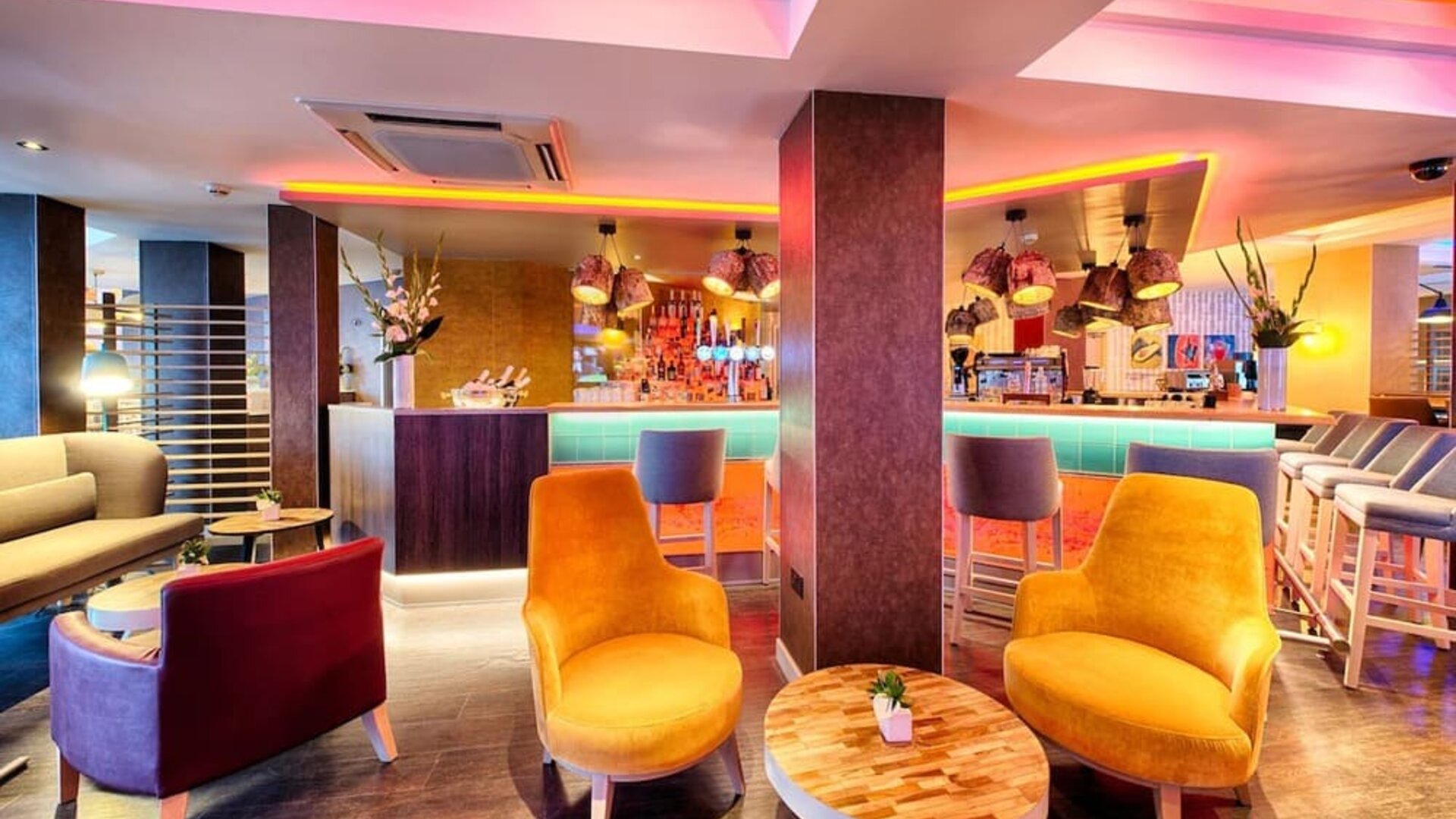 Hotel bar at Leonardo Royal Hotel Edinburgh Haymarket.