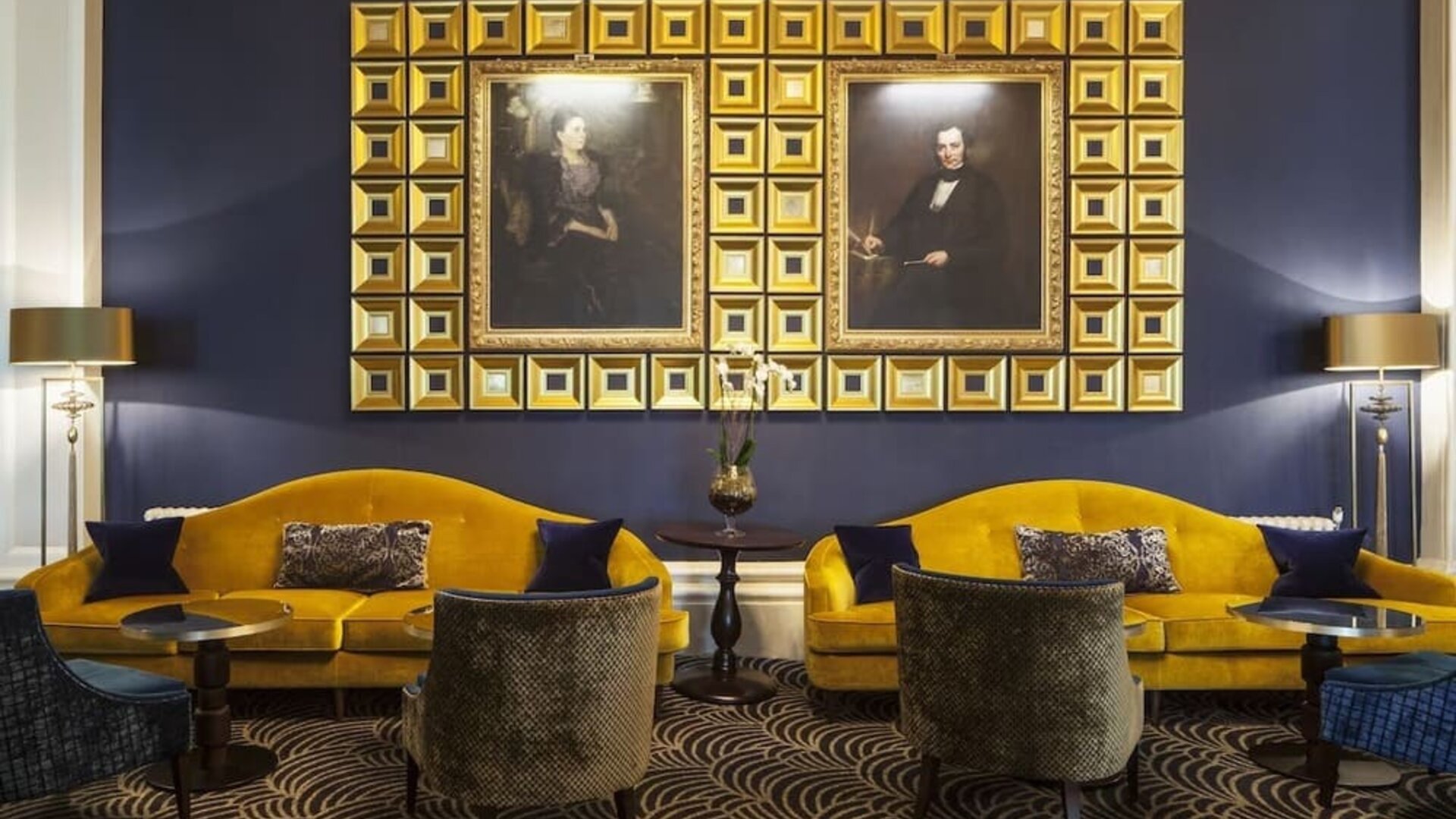 Lobby and coworking lounge at The Grand Brighton.  