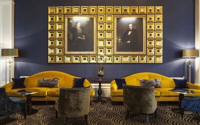 Lobby and coworking lounge at The Grand Brighton.  