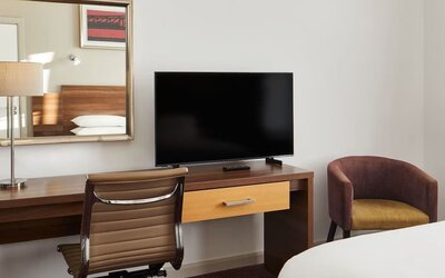 Work space with TV at Leonardo Hotel Newcastle.