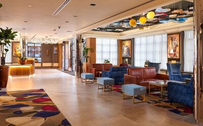 Hotel lobby sitting at NYX Dublin Christchurch.