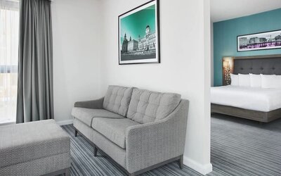 Day use room with living area at Leonardo Hotel Liverpool.