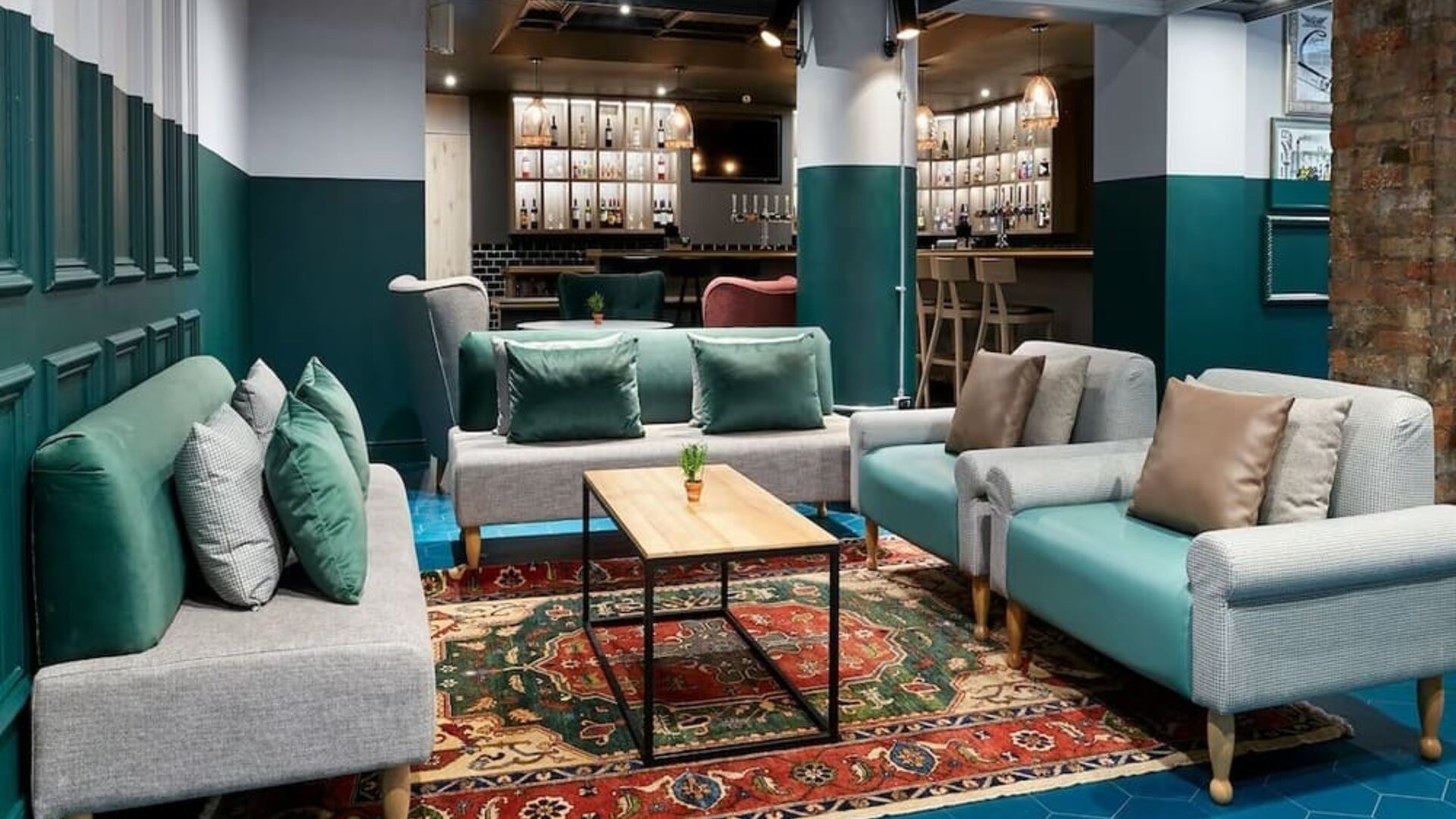 Coworking lounge at Leonardo Hotel Manchester Central.