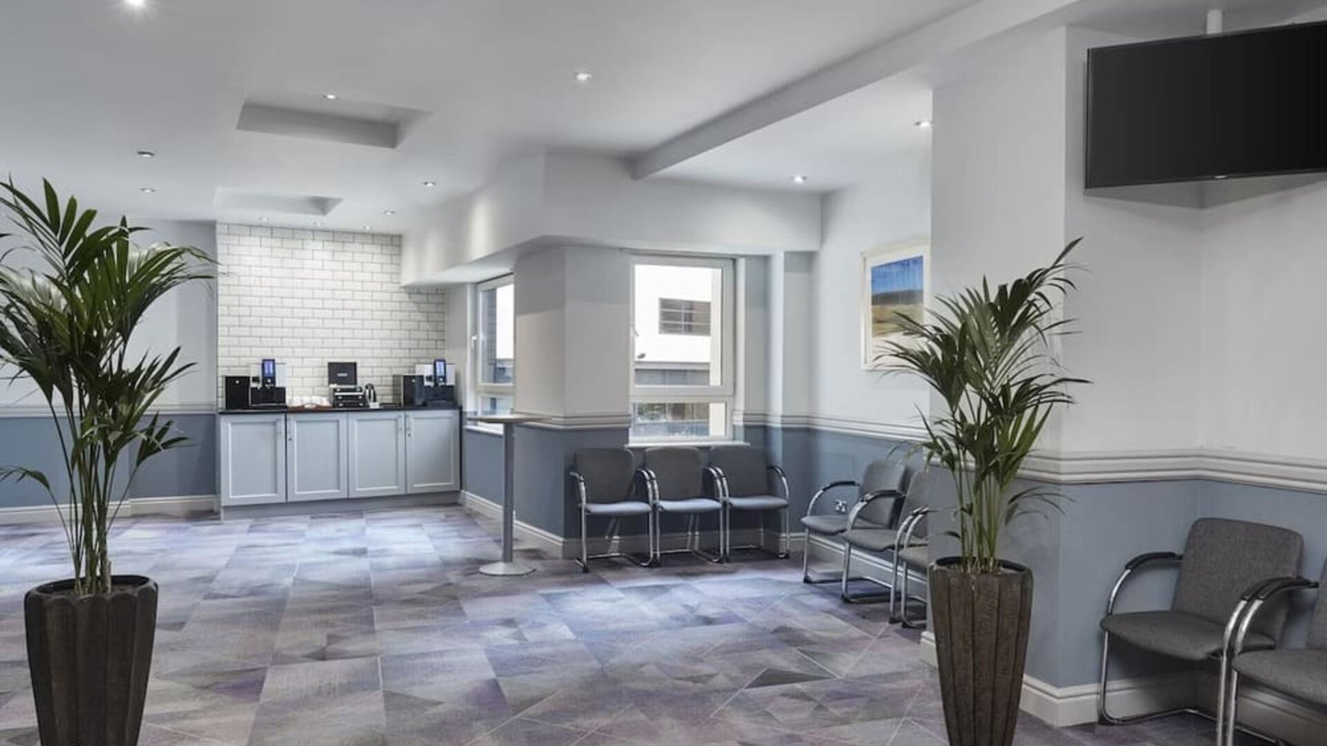 Business center and lobby at Leonardo Hotel Southampton.