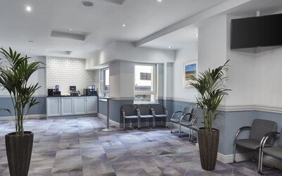 Business center and lobby at Leonardo Hotel Southampton.